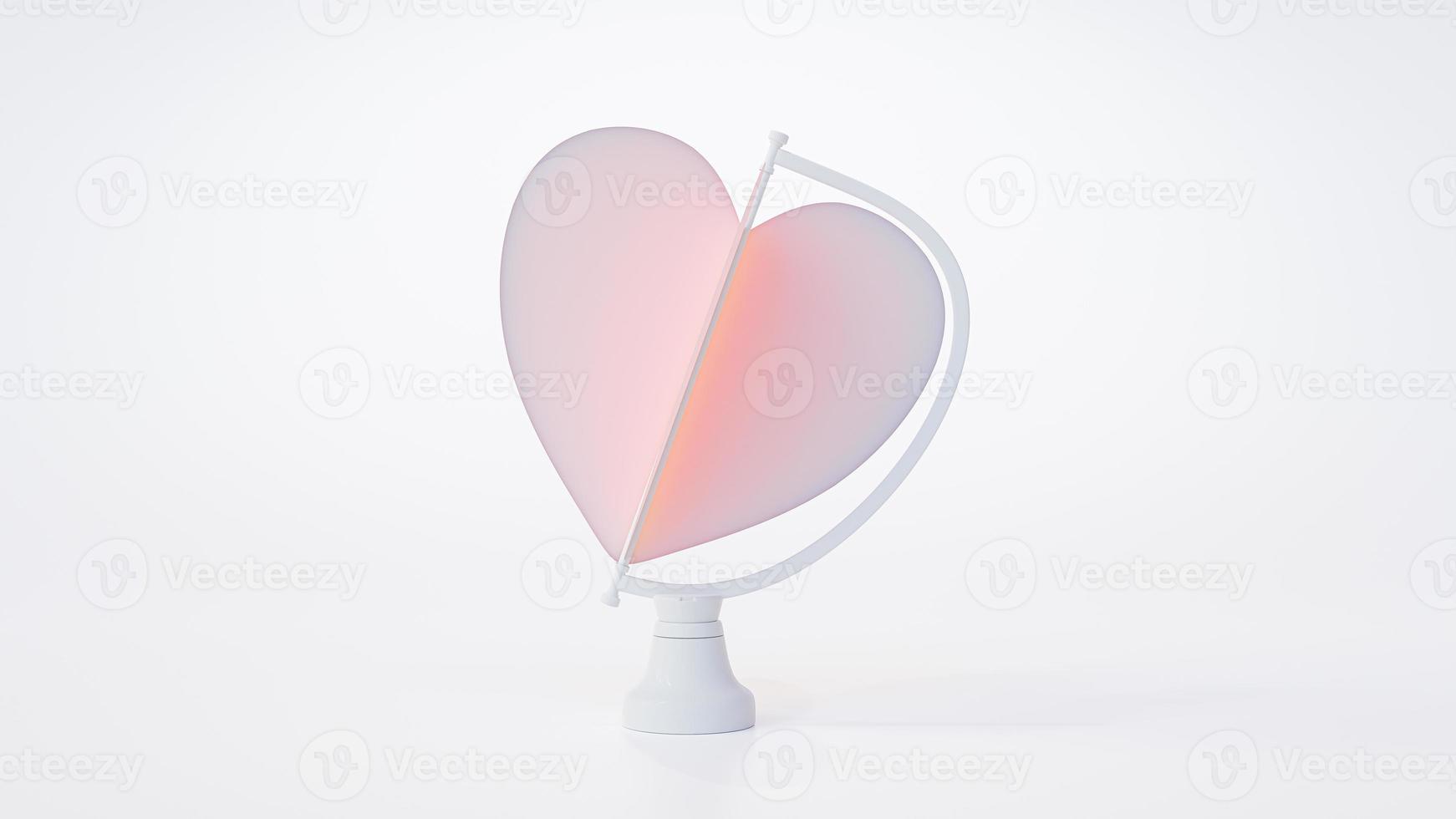 Pink heart on rotating platform. on white background. photo