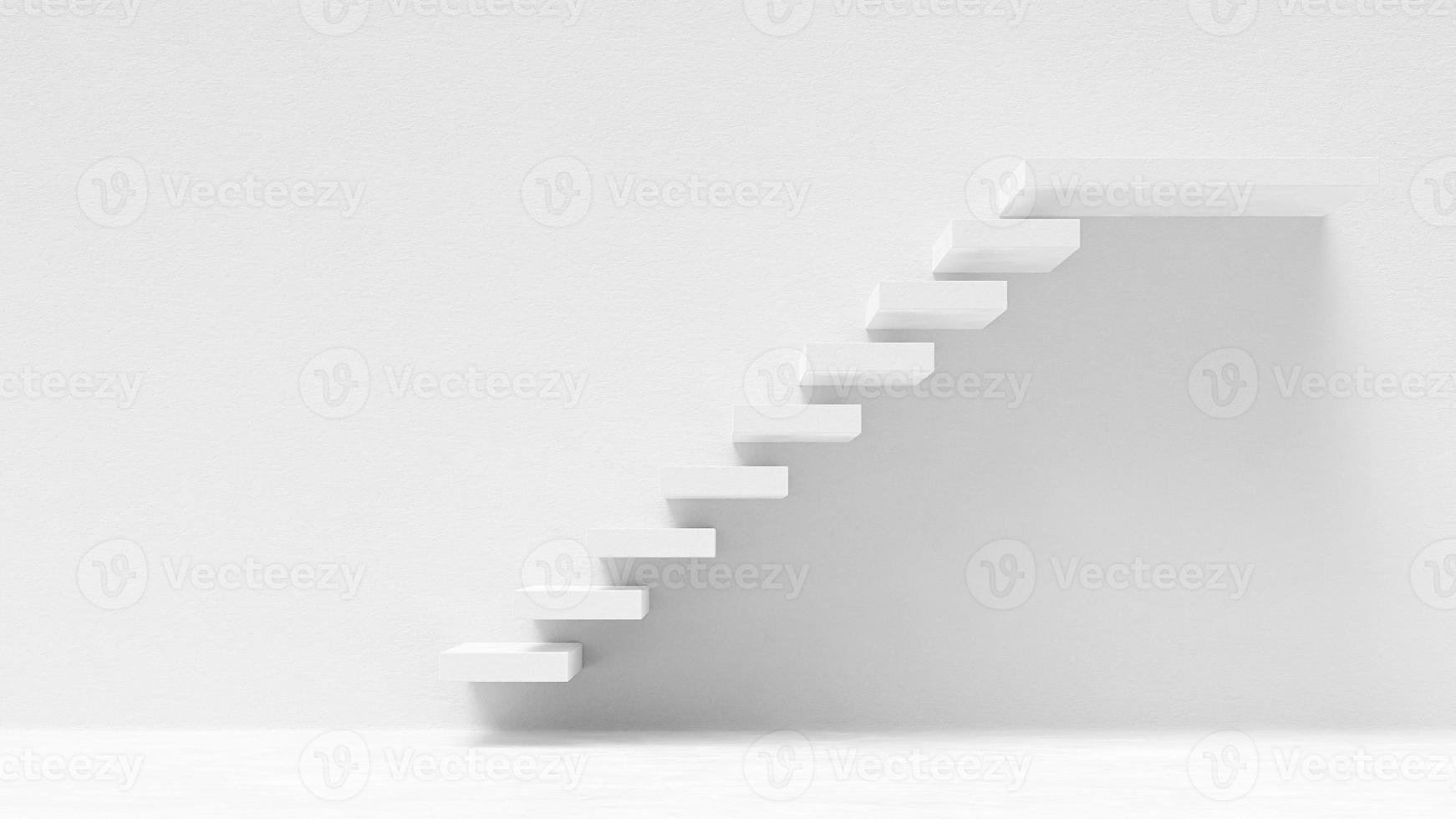 Stairs in building. were illuminated from the side, cause high contrast.  white room background. photo