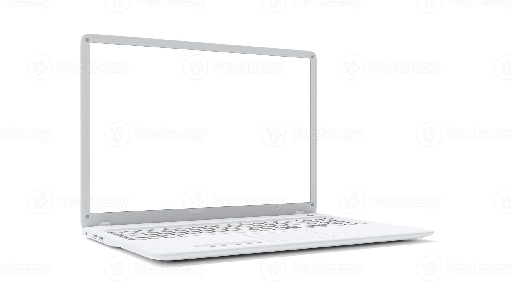 White laptop empty display front view. photo