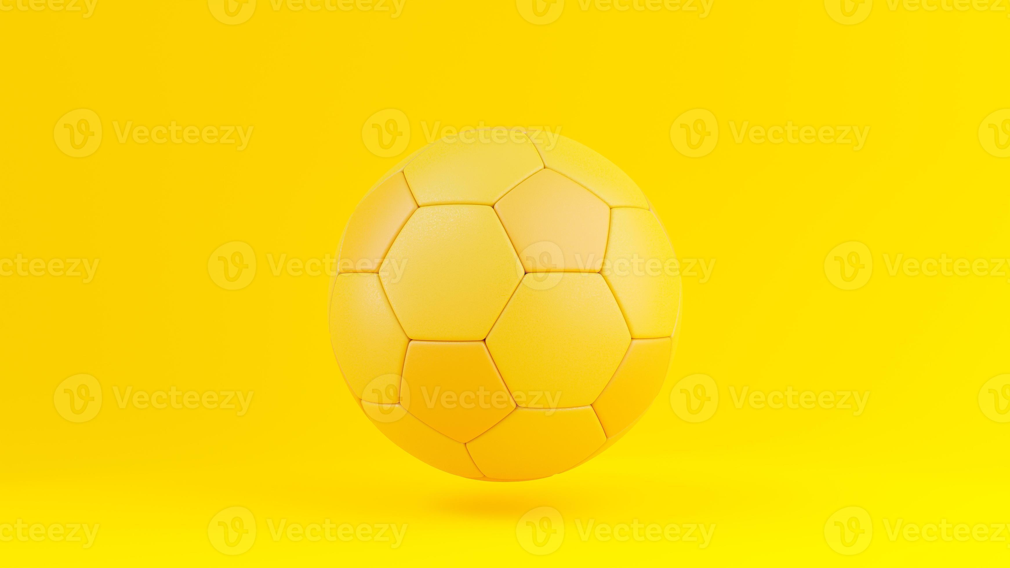 Yellow soccer ball on the yellow background. 9236035 Stock Photo at