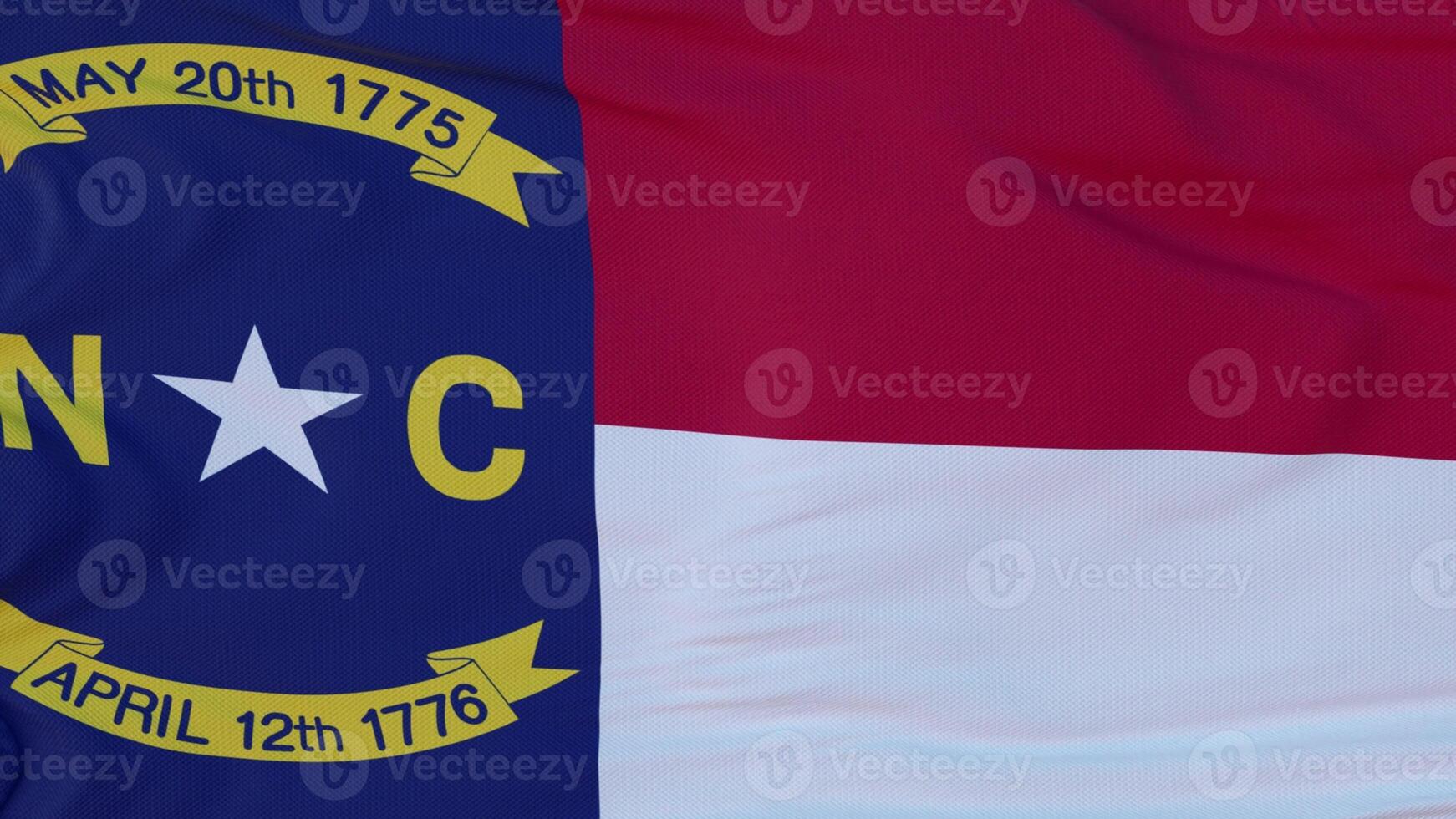 Flag of North Carolina state, region of the United States, waving at wind. 3d rendering photo