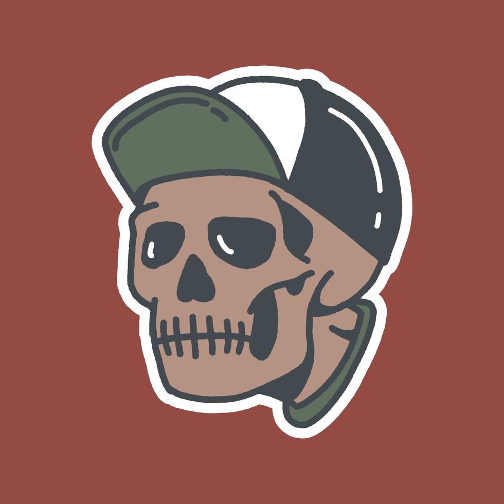 ilustración elegante del cráneo de la gorra de béisbol vector