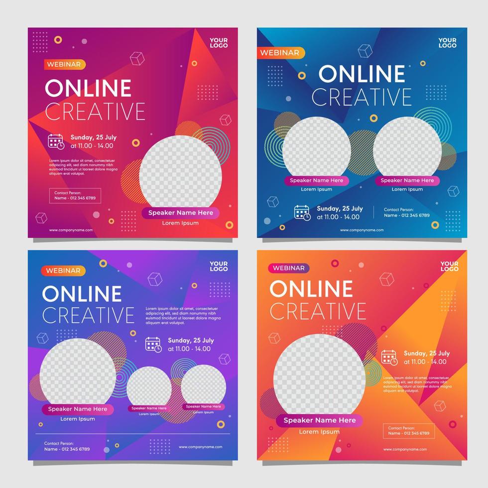 Collection of Webinar Invitation for Social Media Promotion vector