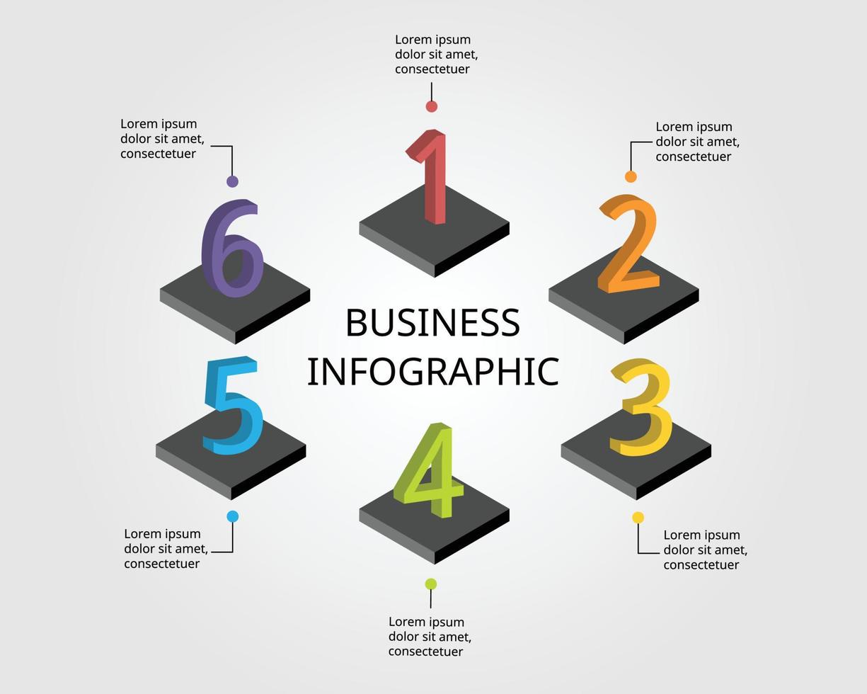 step number chart template for infographic for presentation for 6 element vector