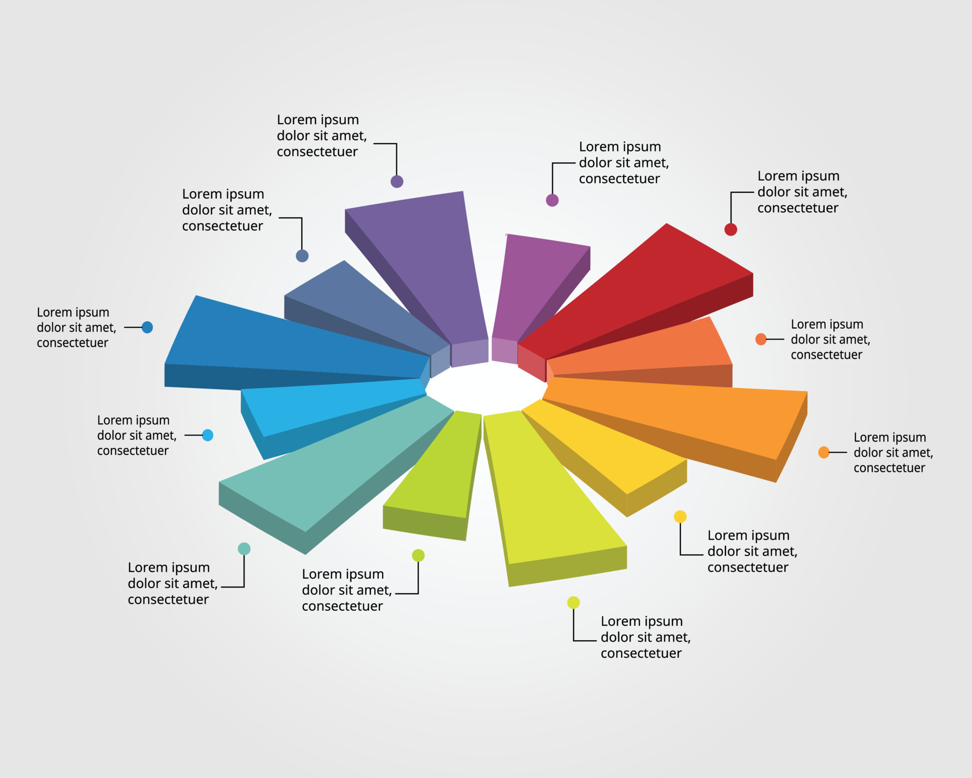 flower chart template for infographic for presentation for 12 element
