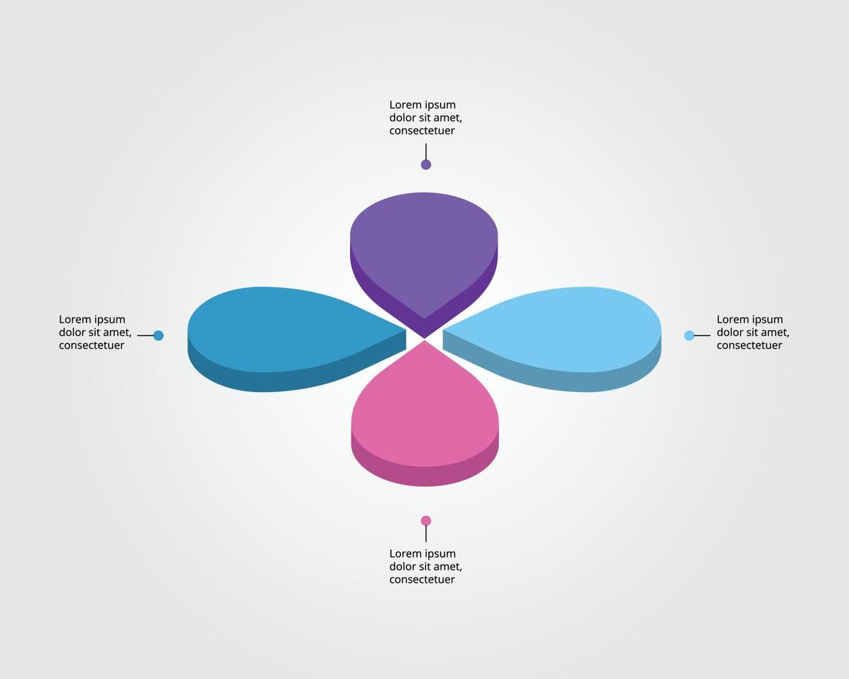 flower template for infographic for presentation for 4 element vector