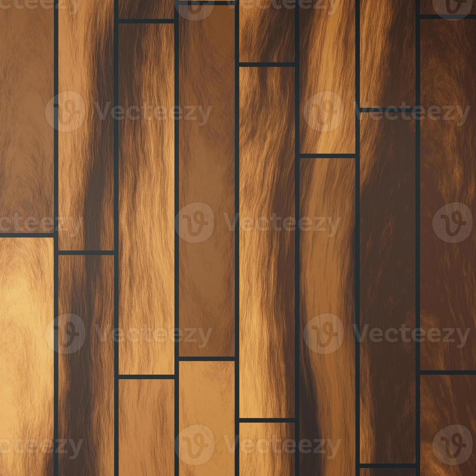 Top view. 3d illustration of dark wood parquet floor, background photo
