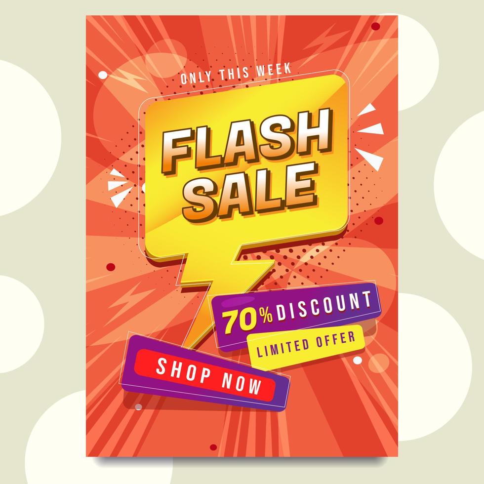 Shocking Flash Sale Promotion Poster Template vector