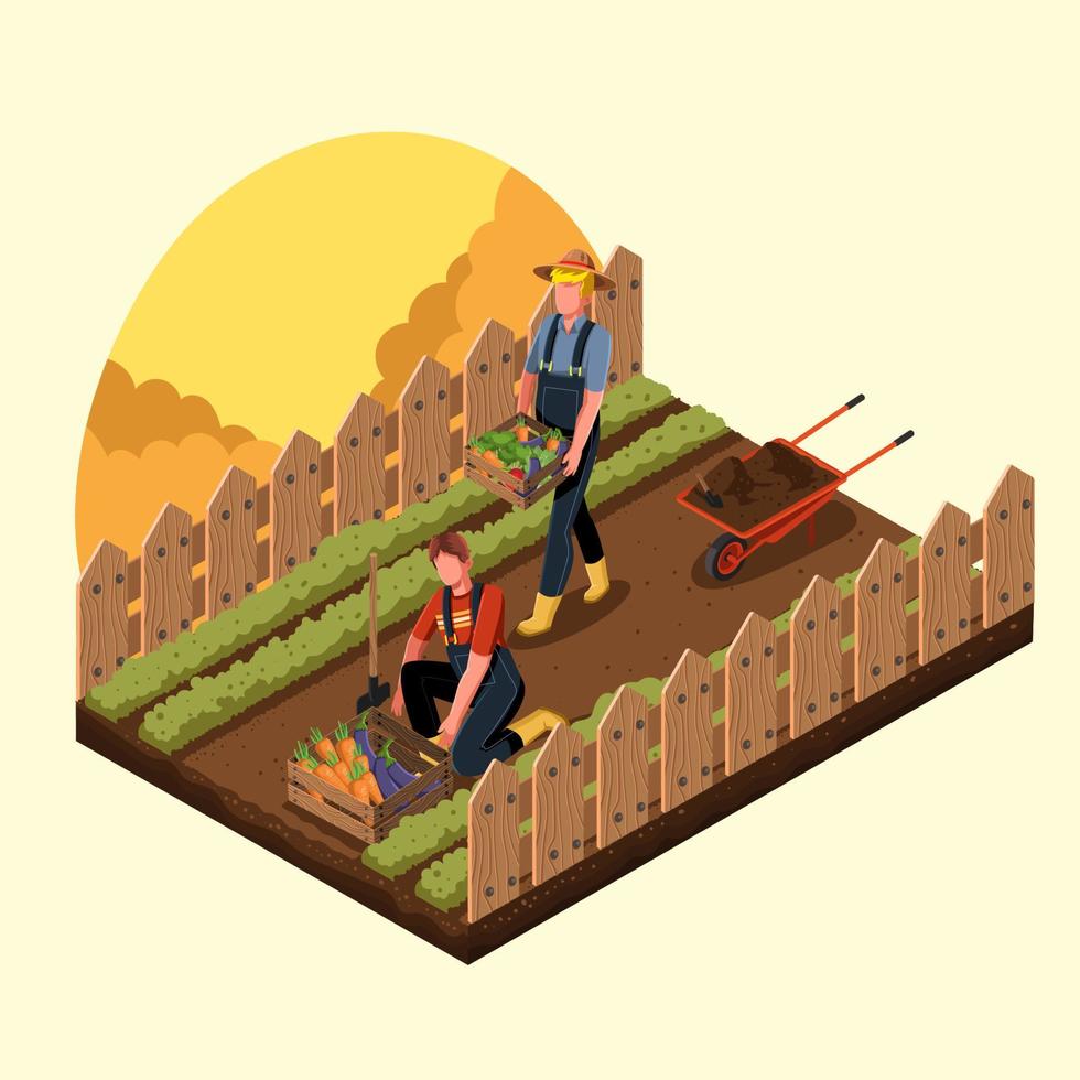 Isometric Gardening Concept vector