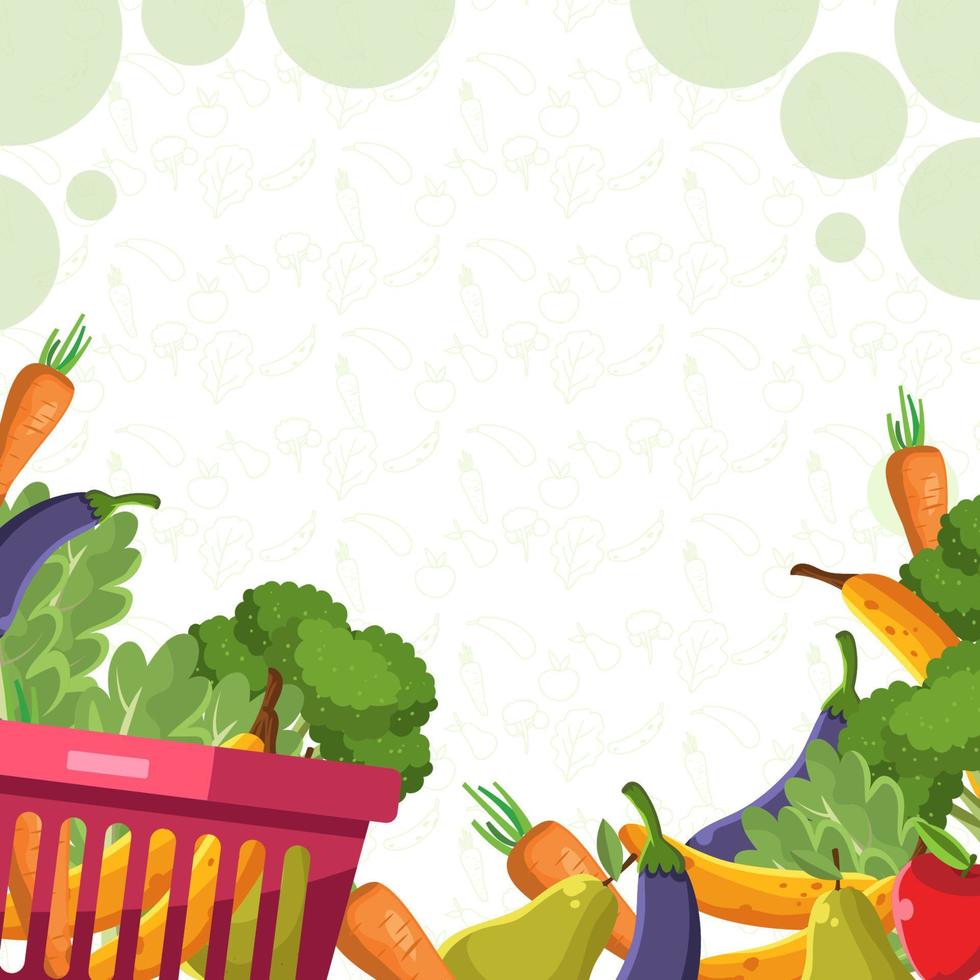 fondo de alimentos orgánicos de vida verde de verduras frescas vector