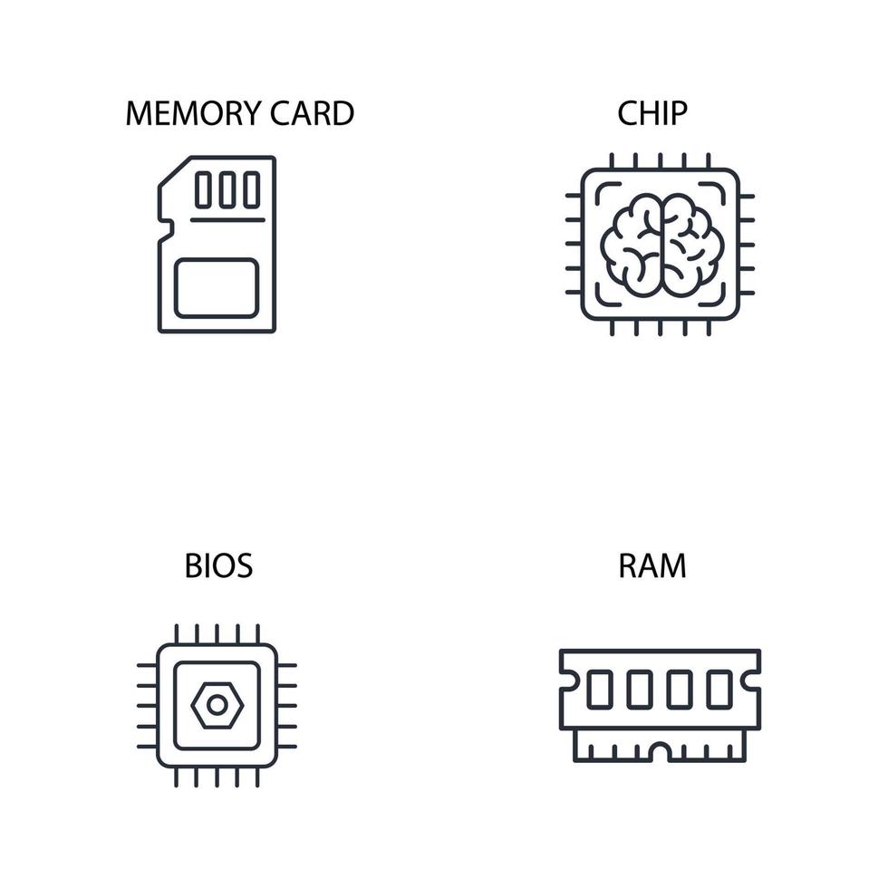 computer components icons set . computer components pack symbol vector elements for infographic web