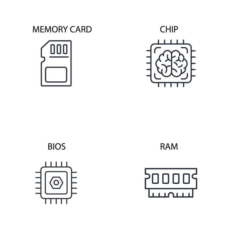 conjunto de iconos de componentes de computadora. componentes de computadora paquete de elementos de vector de símbolo para web de infografía