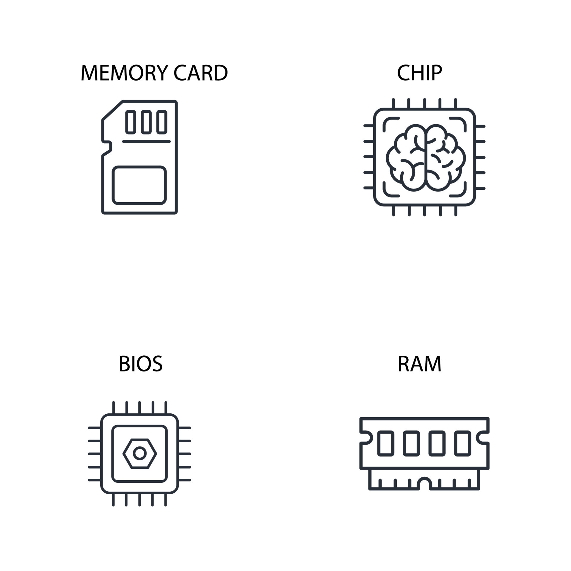 computer components icons set . computer components pack symbol vector