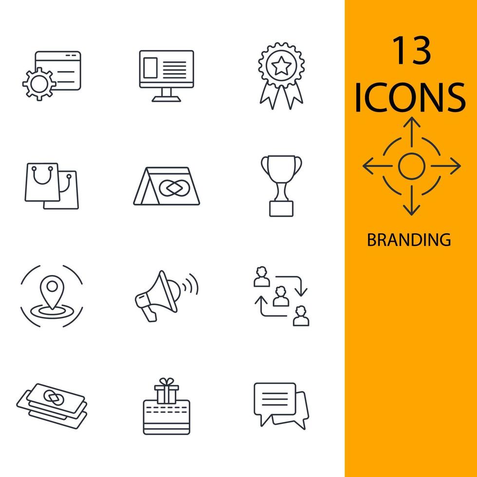 Branding icons set . Branding pack symbol vector elements for infographic web