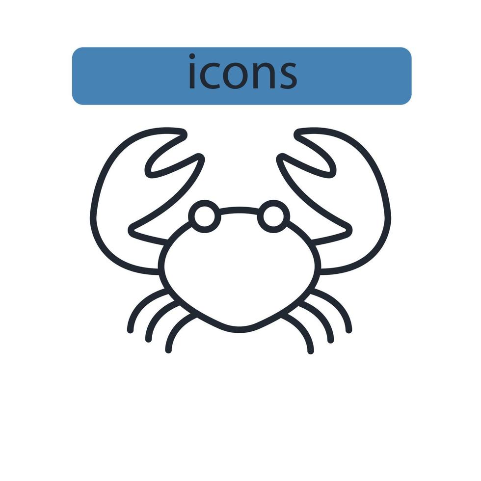 Los iconos de mariscos simbolizan los elementos vectoriales para la web infográfica. vector