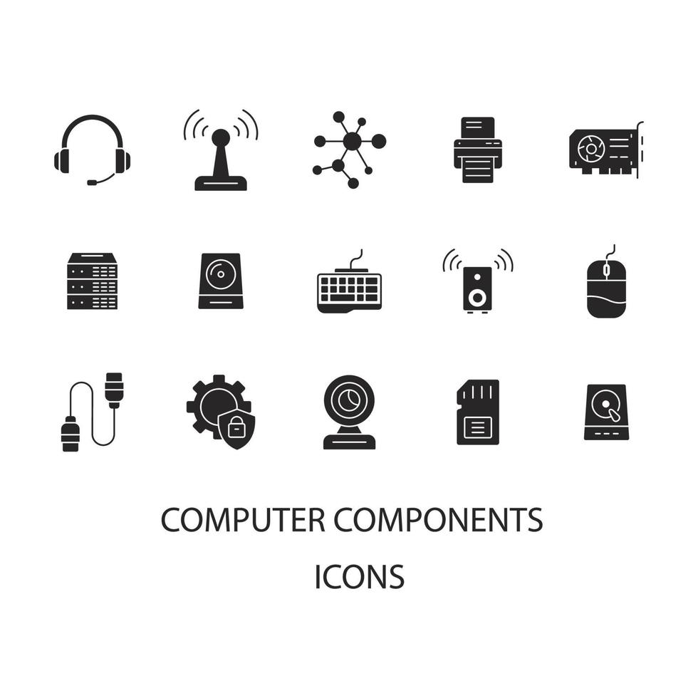 computer components icons set . computer components pack symbol vector elements for infographic web