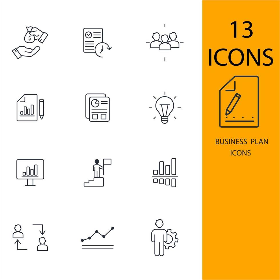 business plan icons set . business plan pack symbol vector elements for infographic web