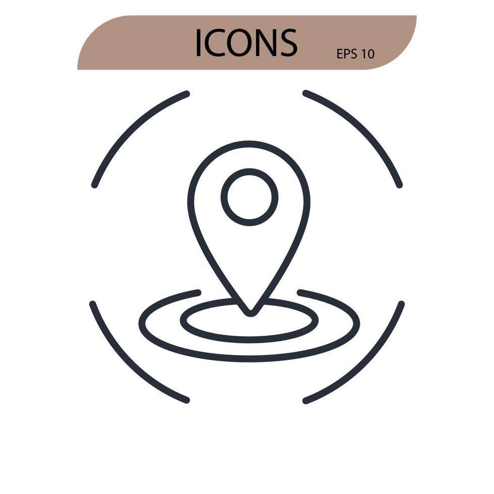 Location icons symbol vector elements for infographic web