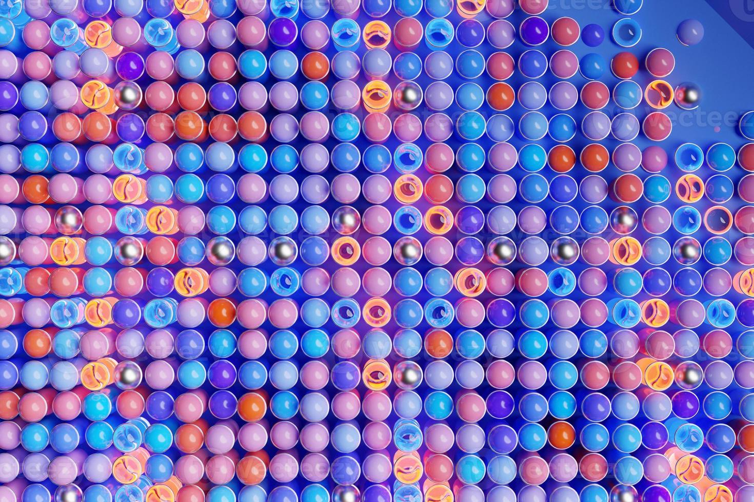 3d illustration  a lot of blue and pink  balls, top view. Many  balls photo