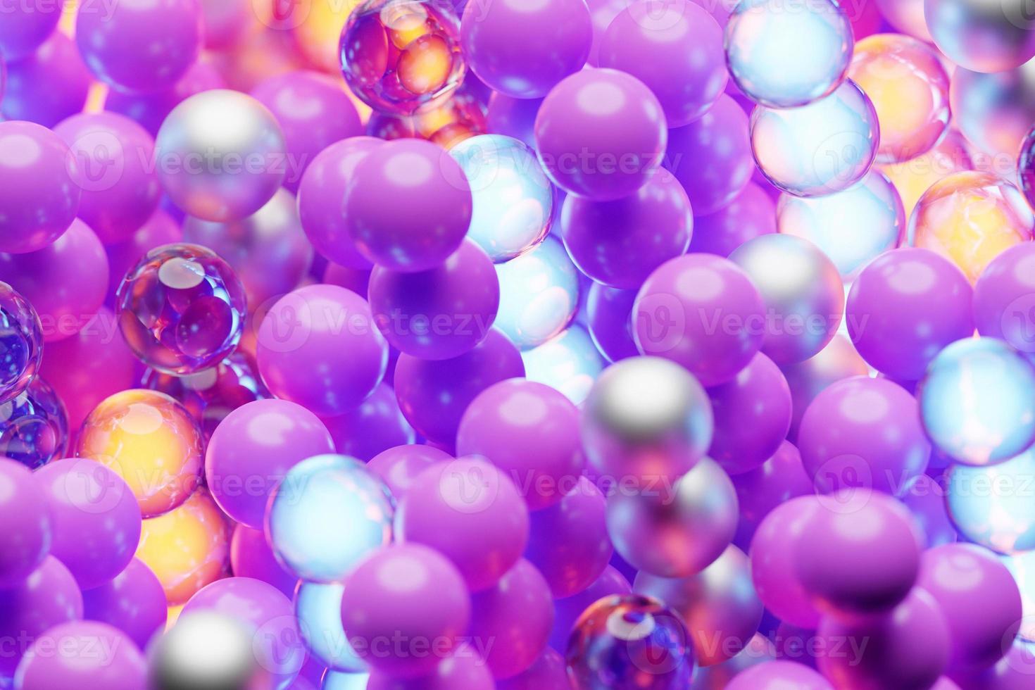 3d illustration of   pink and purple  balls. Set of  balls  on monocrome background, pattern. Geometry  background photo
