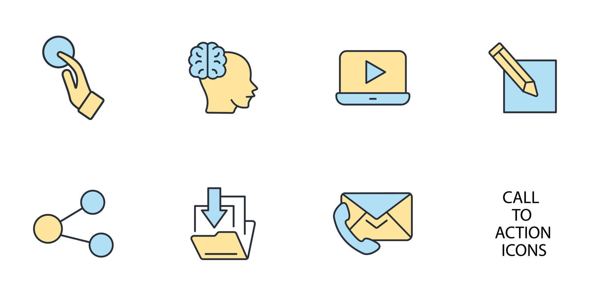 call to action icons set . call to action pack symbol vector elements for infographic web