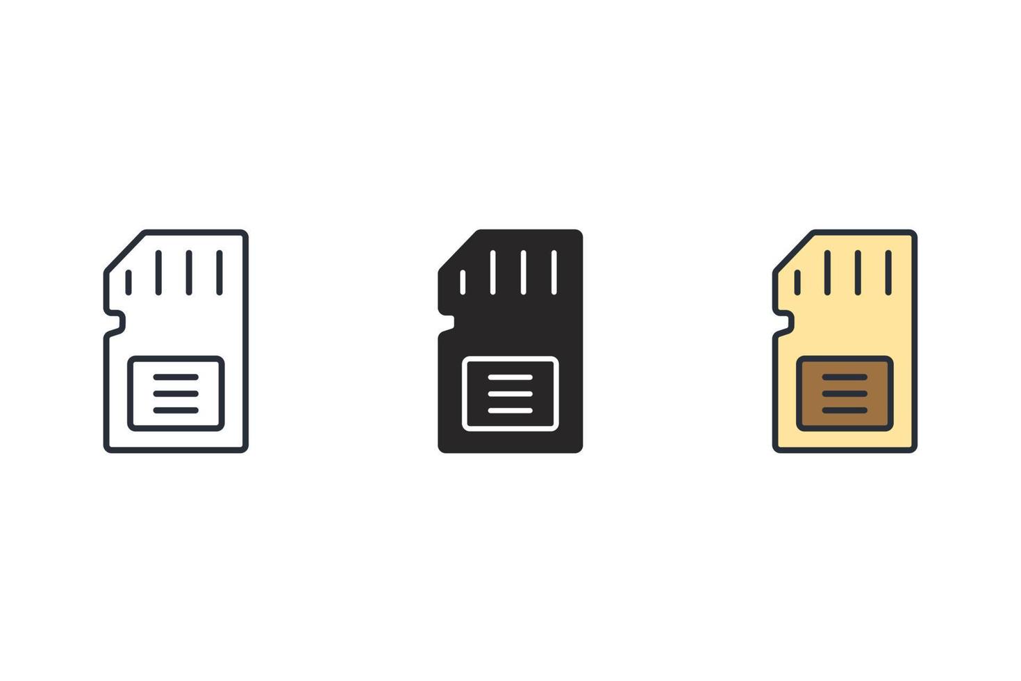 Los iconos de la tarjeta de memoria simbolizan los elementos vectoriales para la web infográfica. vector
