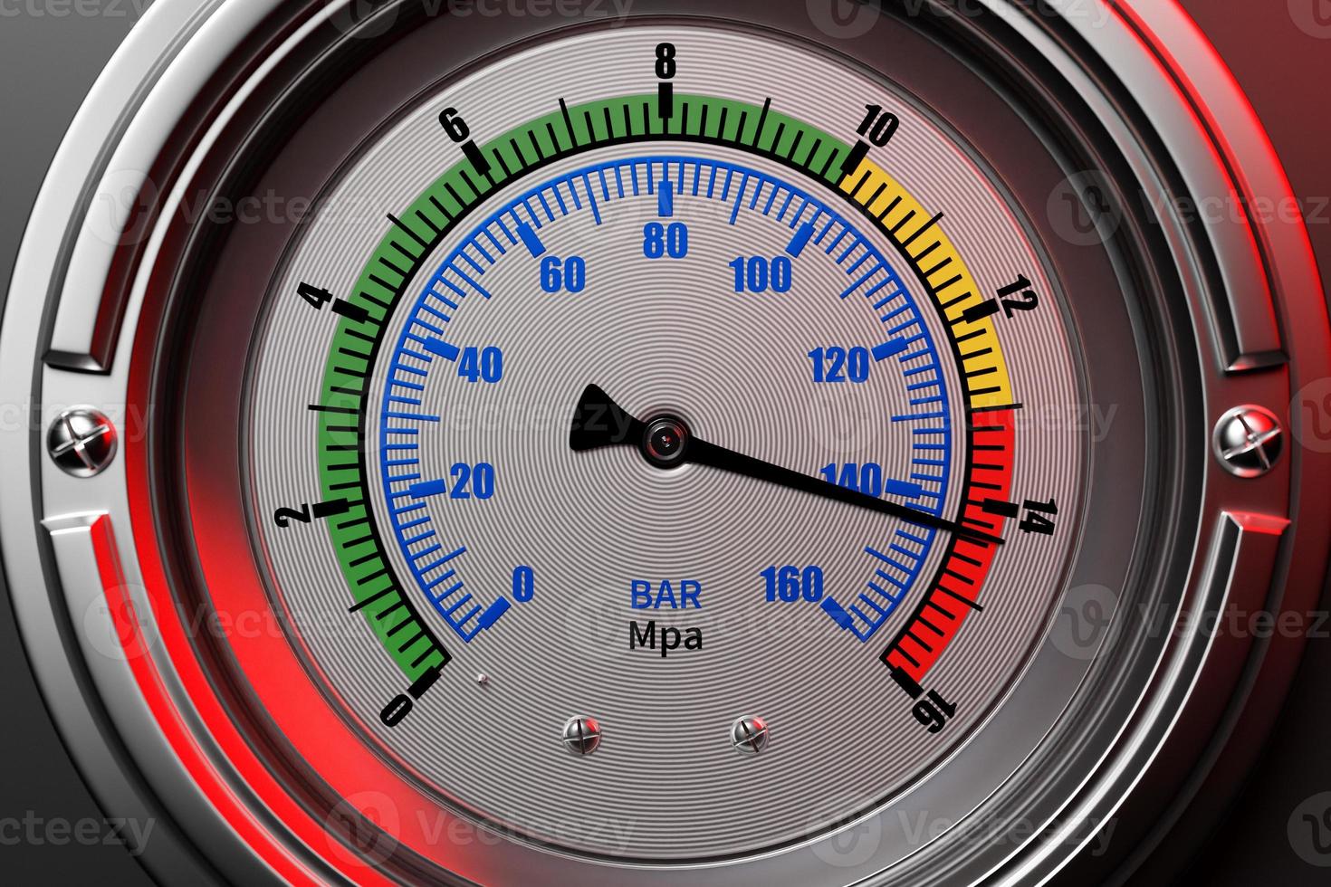 indicador de temperatura redondo aislado en un fondo blanco. barómetro circular o plantilla indicadora. ilustración 3d foto