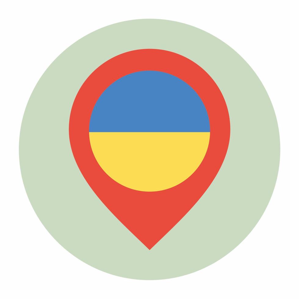 Ukraine Flag Location Icon in round flat style vector