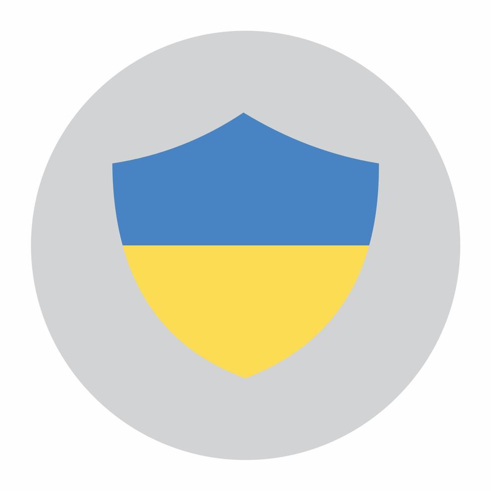 Ukraine Flag Shield Icon Round Flat Style vector