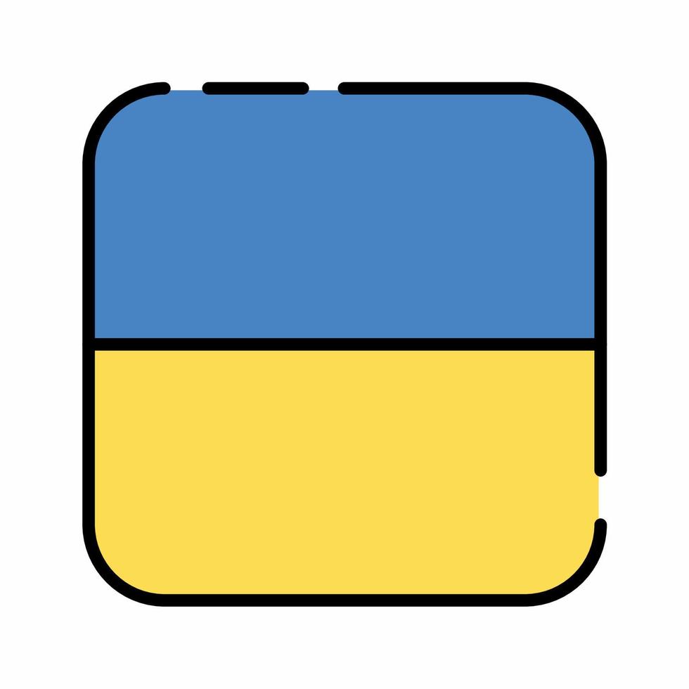 Square Ukraine Flag Icon Filled Line Style vector