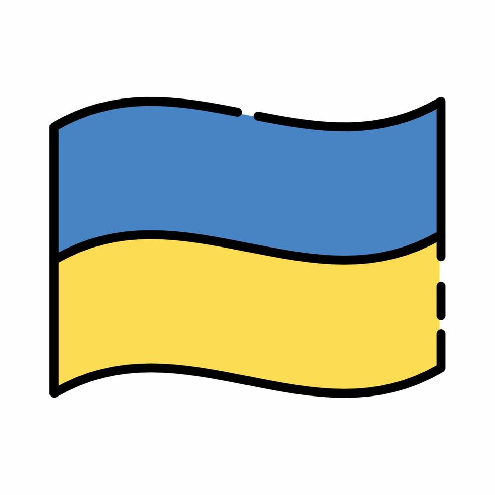 Ukraine Waving Flag Icon Filled Line Style vector