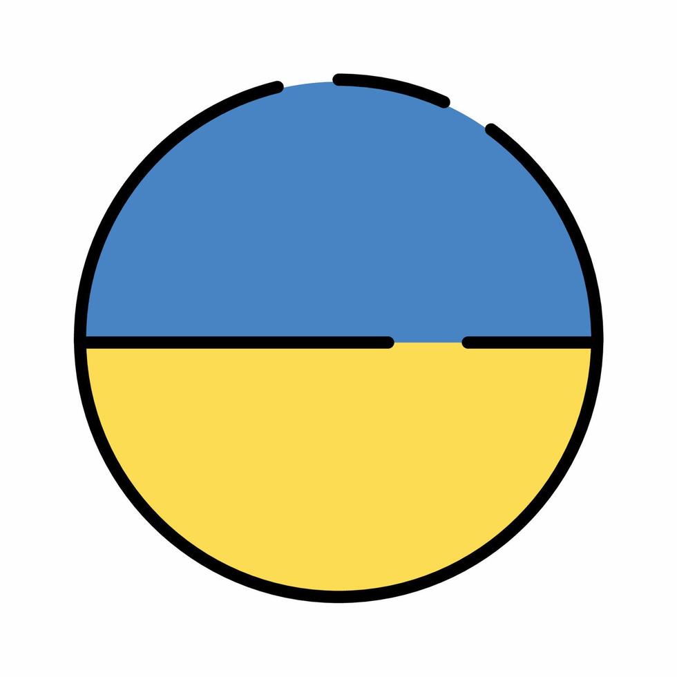 Circle Ukraine Flag Icon Filled Line Style vector