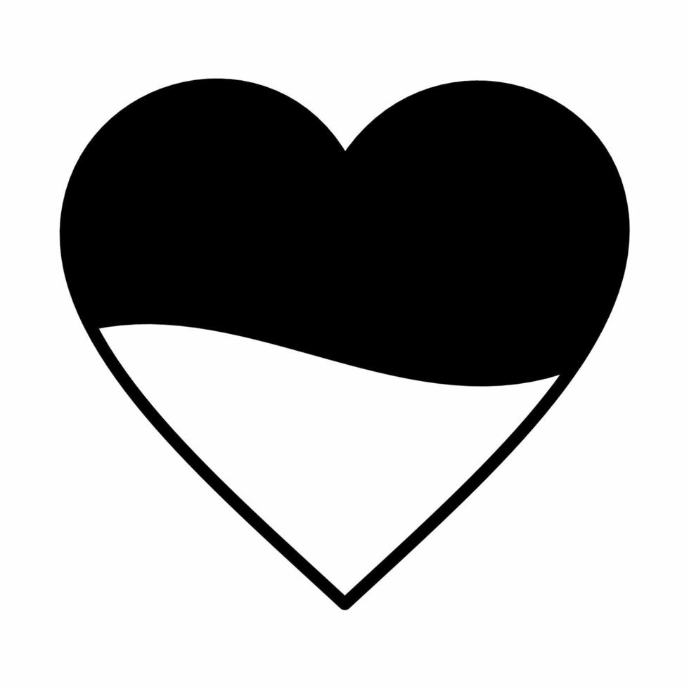 Ukraine Flag In Heart Shape Icon Black and White Style vector