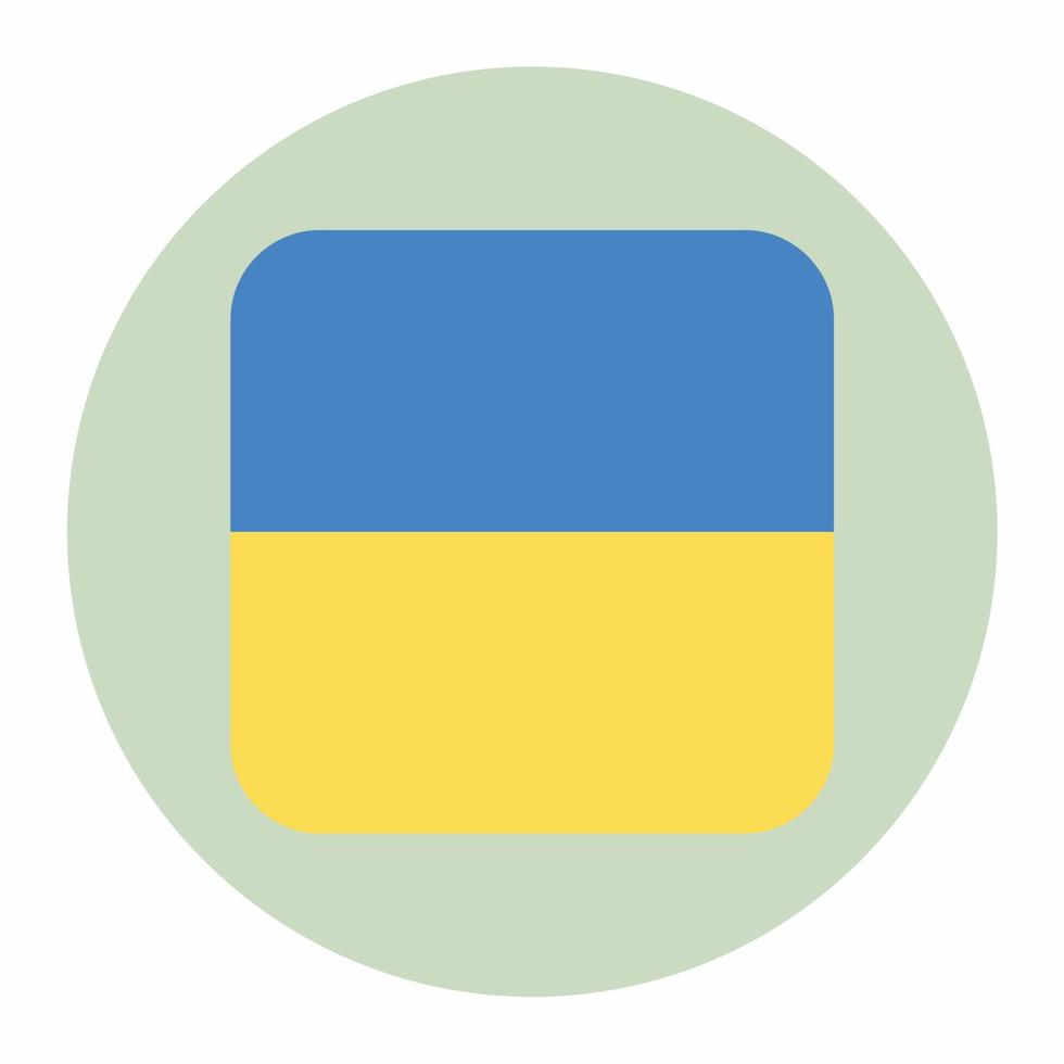 Square Ukraine Flag Icon in Round Flat Style vector