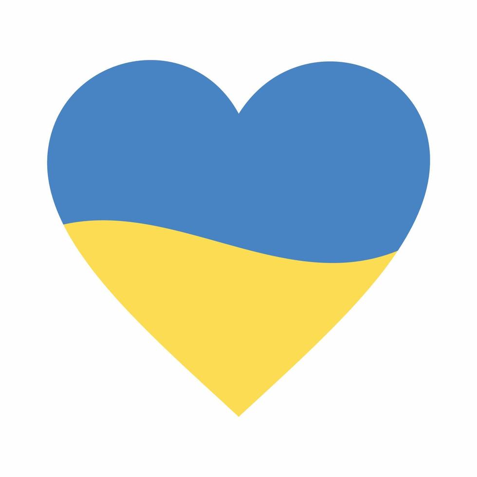 Ukraine Flag Heart Shape Icon Flat Style vector