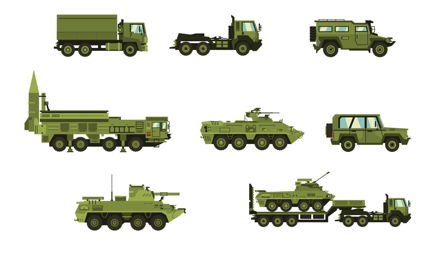 vector-shaped collection of war vehicles vector
