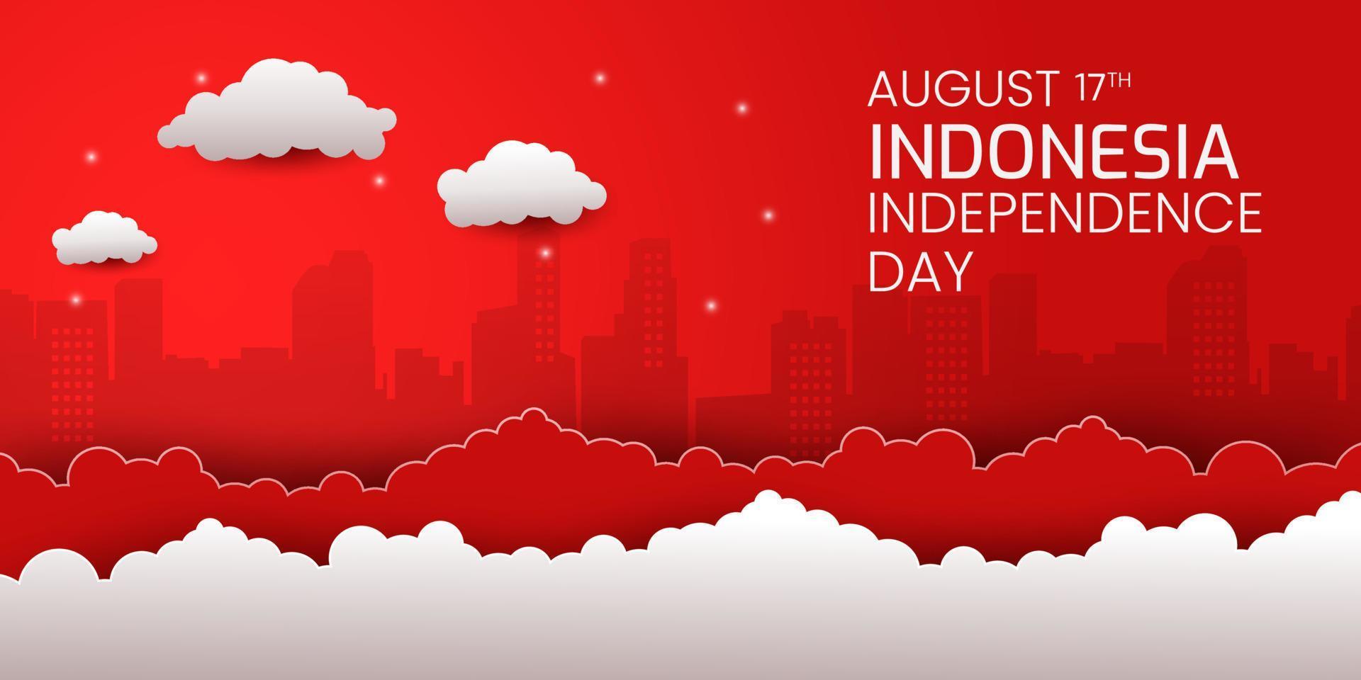 17 de agosto indonesia feliz día de la independencia tarjeta de felicitación, pancarta y textura de fondo del logotipo. - vectores