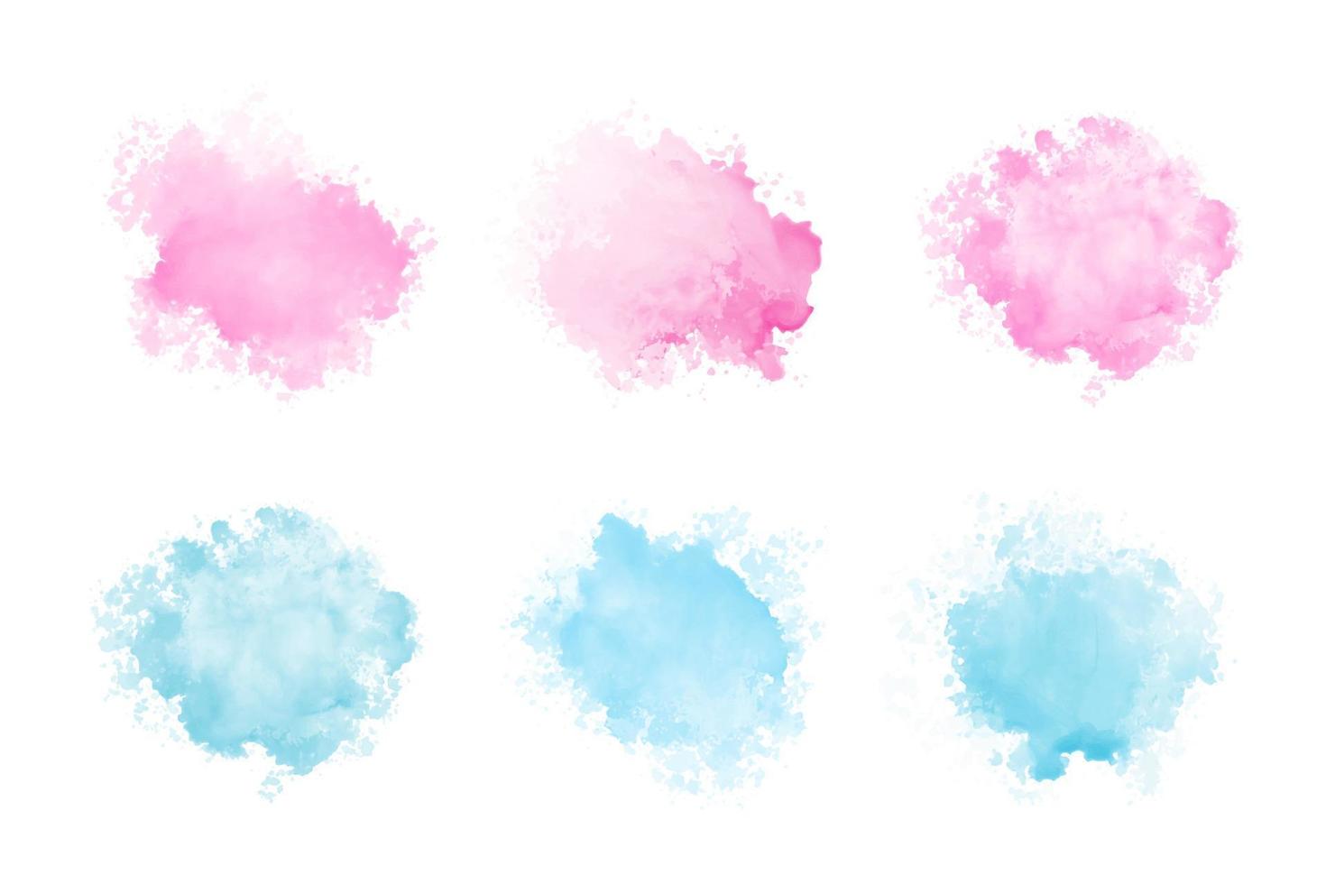 Abstract pink and blue watercolor water splash set vector