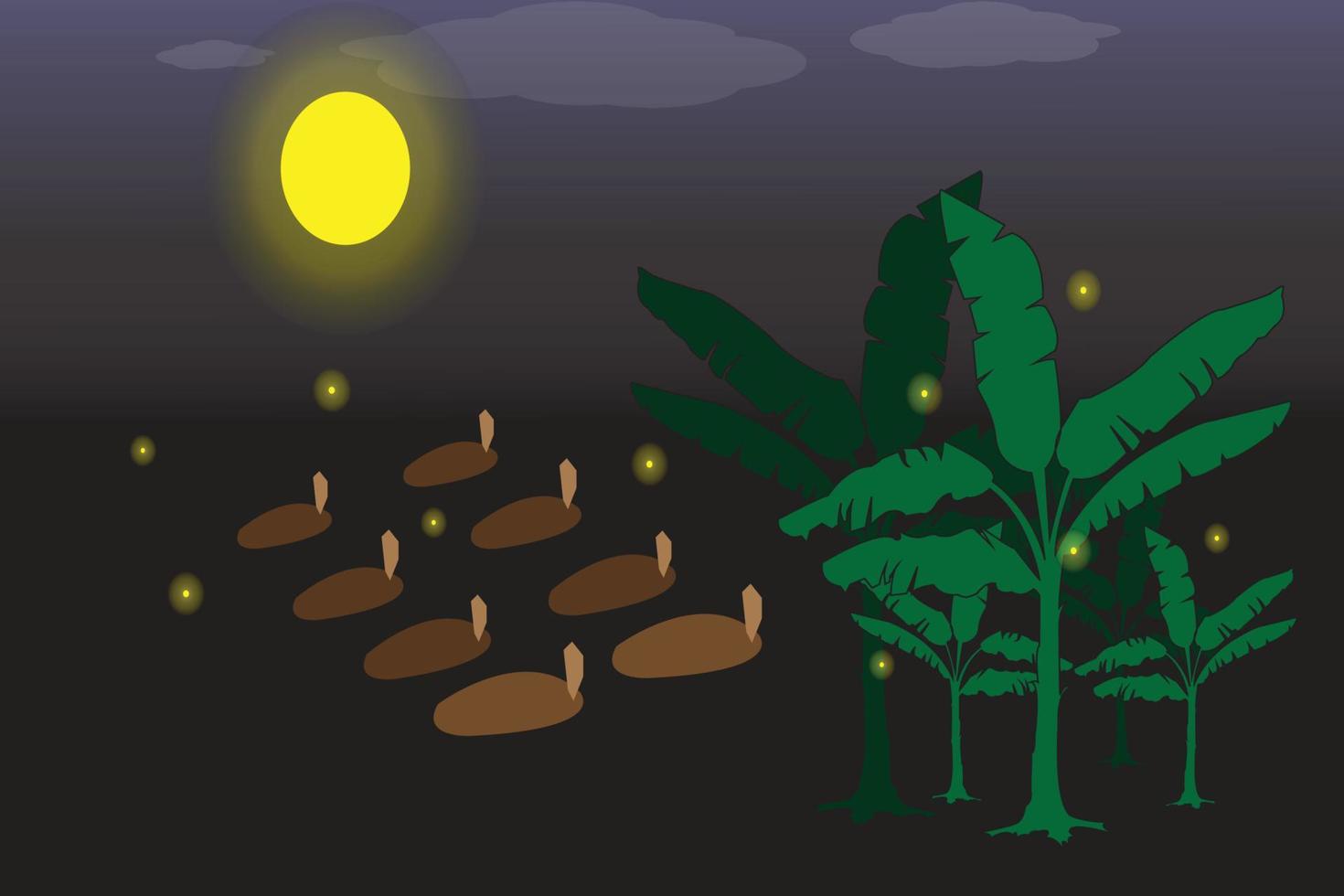 full moon spooky funeral background vector