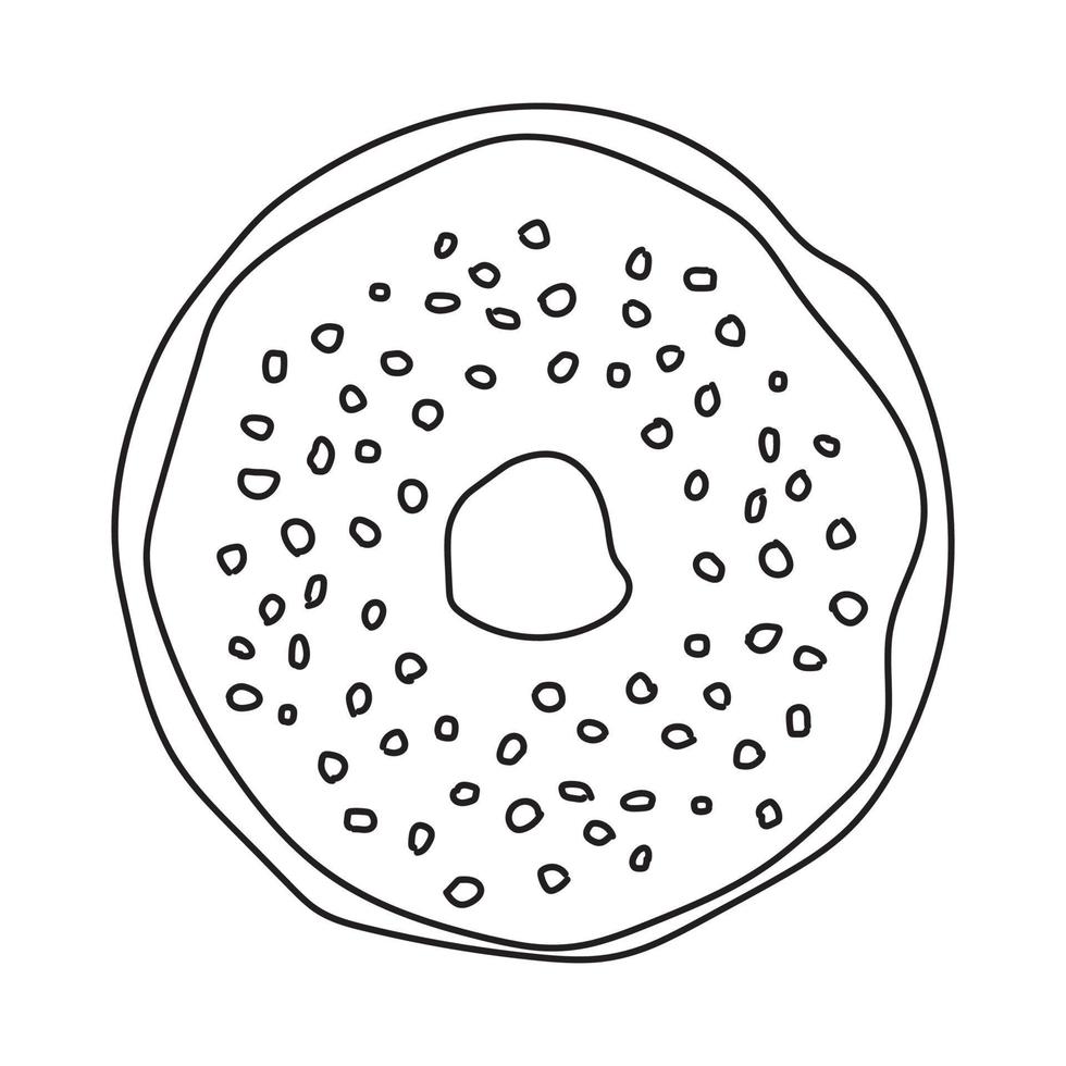 Doodle donuts. Coloring book for children and adults. Outline vector illustration.