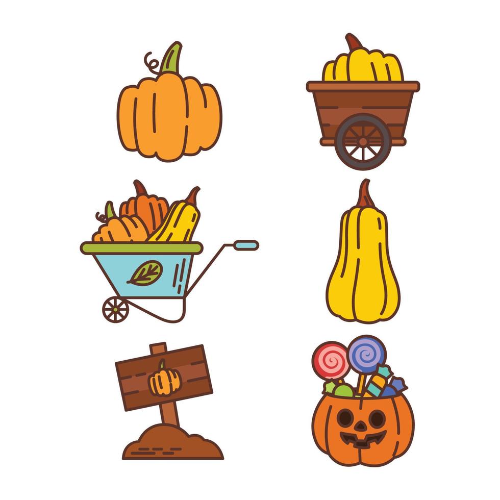 elemento de conjunto de caza de calabaza vector