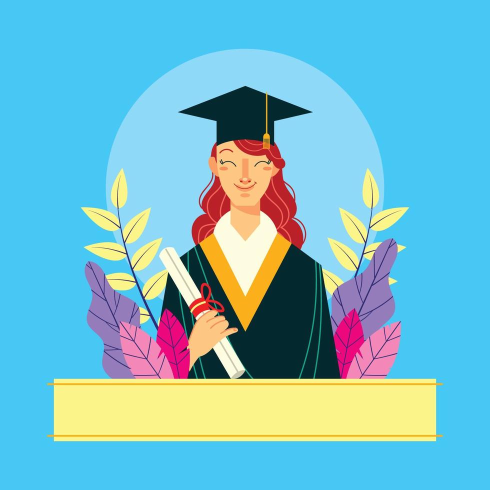 Smiling High School Graduates Girl vector