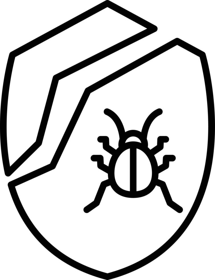 Broken Shield Outline Icon vector
