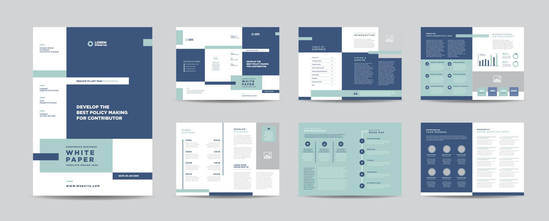 Business White Paper and Company internal document design or Brochure Design vector