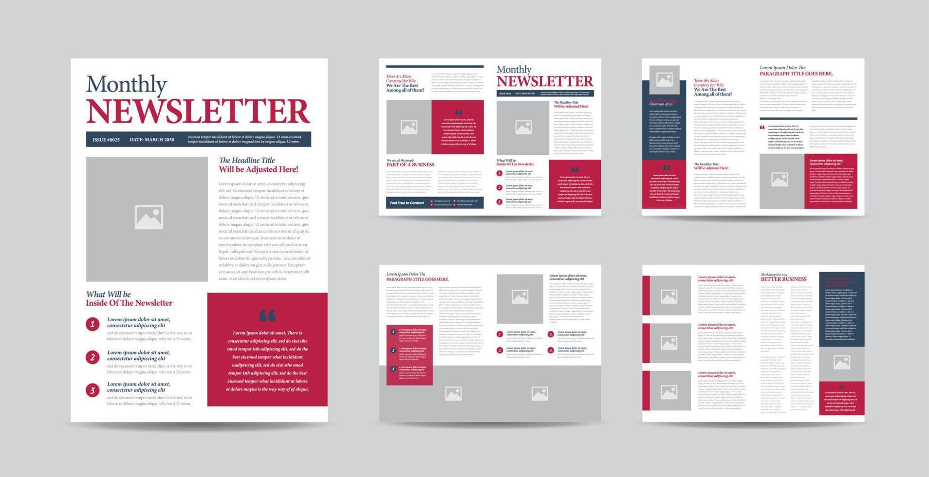 Business Newsletter Design or Journal Design or  Monthly or Annual Report Design vector