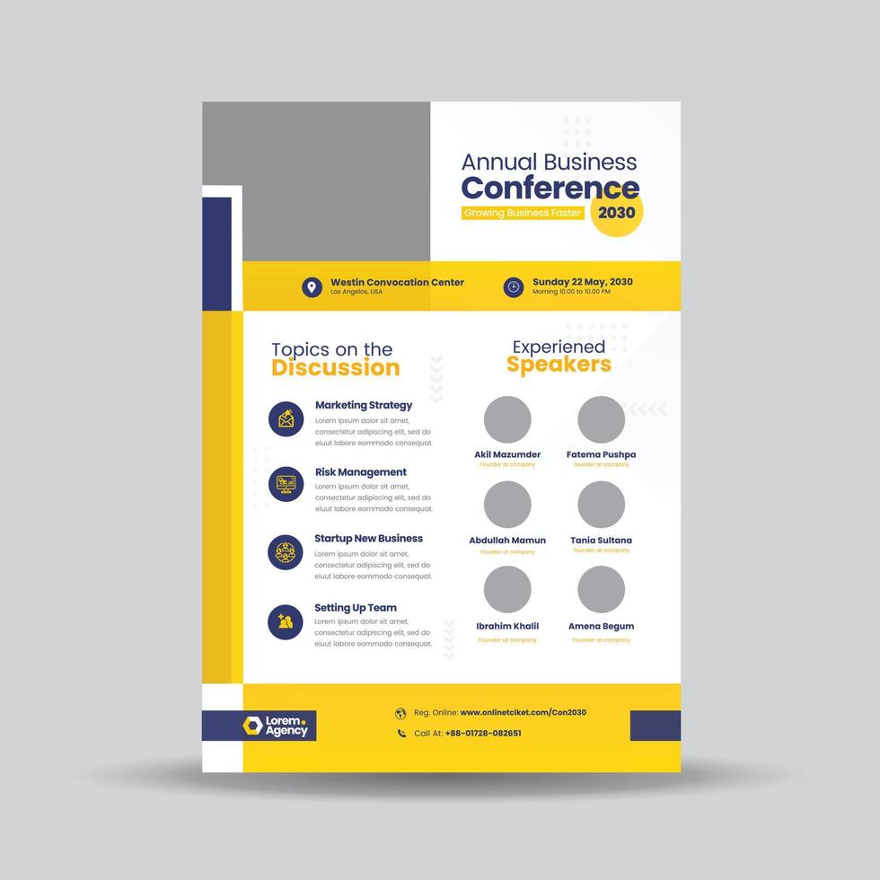 Conference Flyer Design, Digital marketing webinar, corporate Business Meetup Flyer Design vector