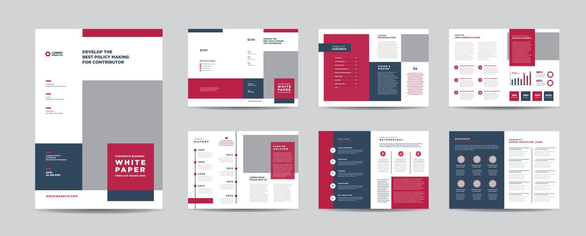 Business White Paper and Company internal document design or Brochure Design vector