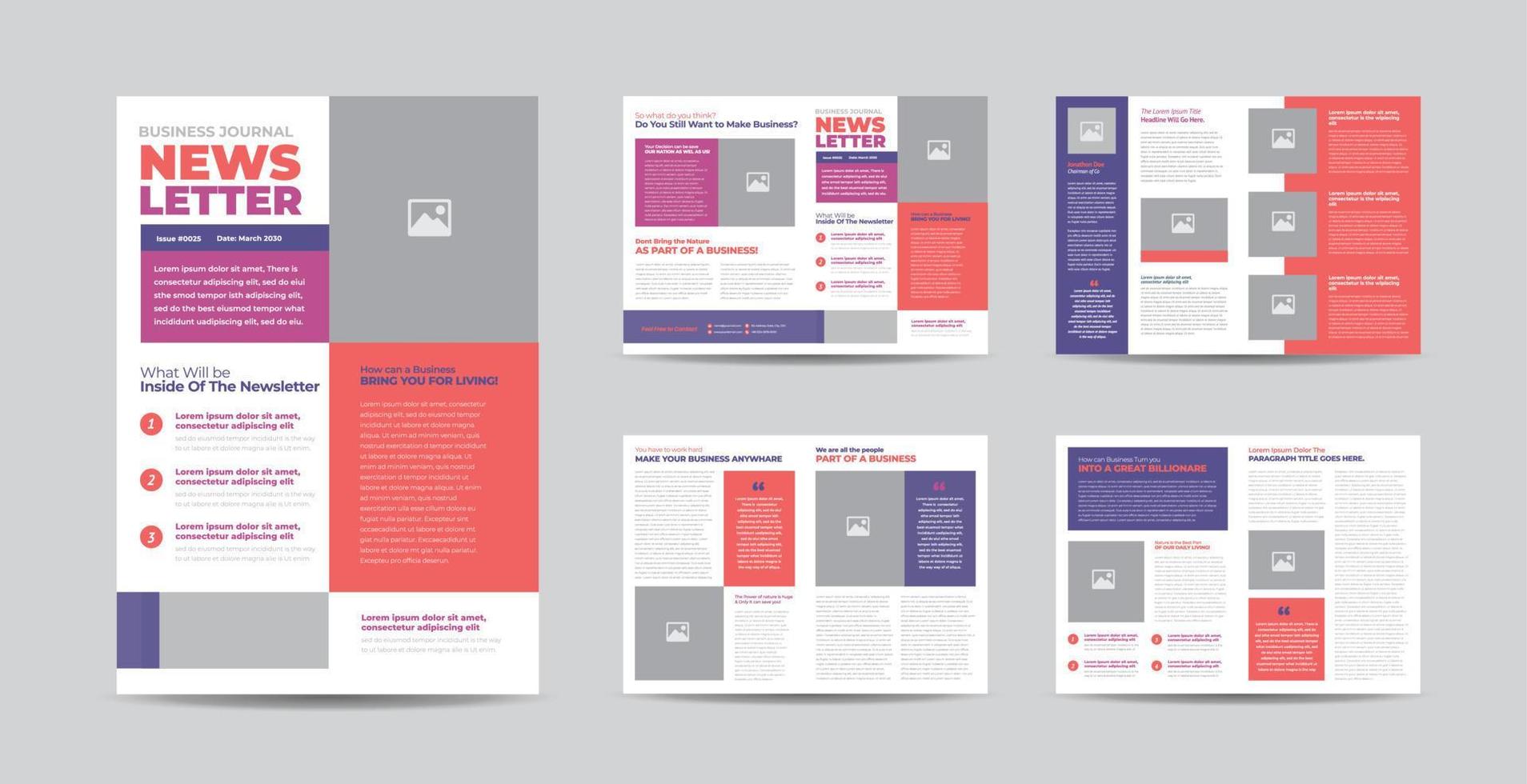 Business Newsletter Design or Journal Design or  Monthly or Annual Report Design vector