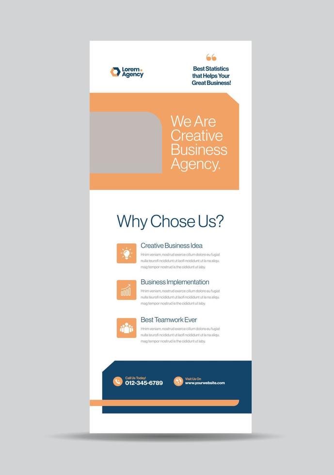 Corporate Business RollUp Banner Design or Stand Up Banner or Vertical Signage or Display Poster Design vector