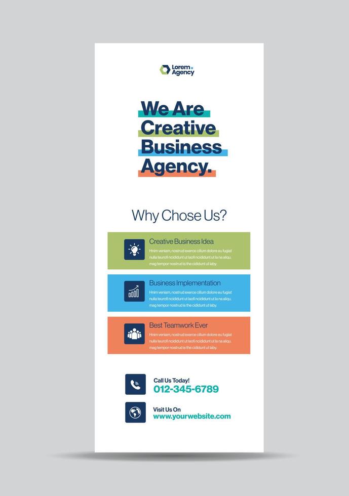 Corporate Business RollUp Banner Design or Stand Up Banner or Vertical Signage or Display Poster Design vector